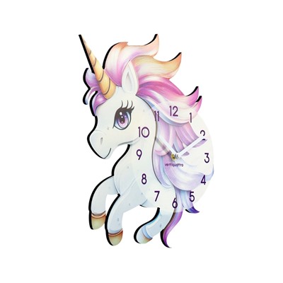 Часы настенные Gelato, единорог, интерьерные, детские, бесшумные, плавный ход, d=33.5 см