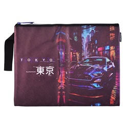 Папка для тетрадей "Label. Tokyo Drift" A4 (34,5x25,5x1,5 см) на молнии сверху, с ручкой, искусственная кожа до -40C с антивандальной фактурой, с подкладом