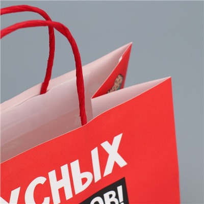 Пакет подарочный новогодний крафтовый «Праздники», 22×22×11 см