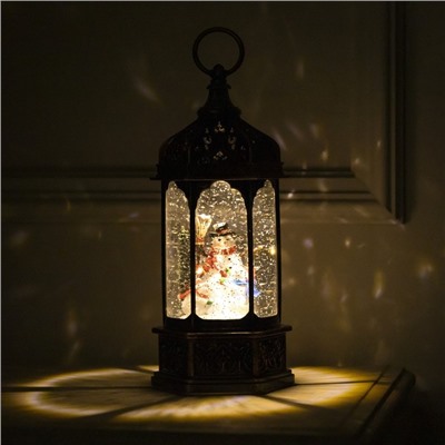 Светодиодная фигура «Фонарь со снеговиками» 13×28.5×12 см, пластик, батарейки ААх3 (не в комплекте), USB, свечение тёплое белое