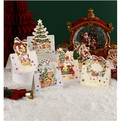 Набор новогодних складных открыток 6 штук 10*13,5 см. НАСТОЛЬНЫЕ ФИГУРНЫЕ