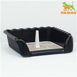 Туалет для собак с высокими бортами и съемной сеткой 38×36×12 см, чёрный