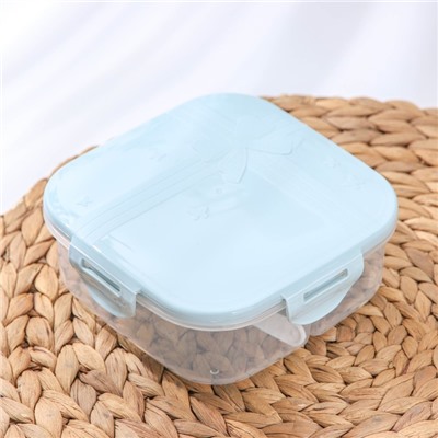 Ланч-бокс пластиковый с ложкой «Подарок», 3 отделения, квадратный, 14×5 см, цвет МИКС