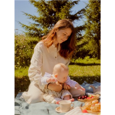 Пижама женская (рубашка, шорты) SL HOME Linen, размер 40-42, молочная