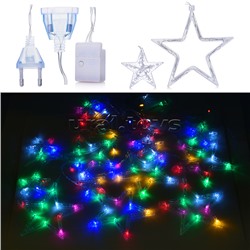 Электрогирлянда-занавес светодиодная "Звездочки", цветная