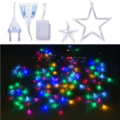 Электрогирлянда-занавес светодиодная "Звездочки", цветная