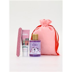 Подарочный набор косметики в мешке: крем для рук, пилочка, гель для душа, аромат фруктовый лимонад, URAL LAB