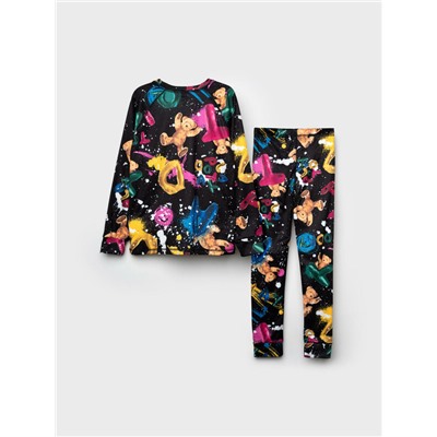 Термокомплект трикот. для девочек: фуфайка (футболка) с длин. рук, брюки