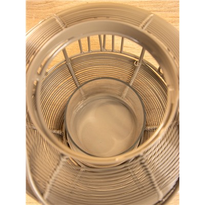 Подсвечник фонарь со стеклянной колбой, 19×19×19.5 см, d=8.5 см, металл, серый