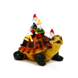 Садовая фигура из полистоуна «Черепаха с гномами», 18×11×14 см, Greengo