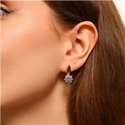 Серьги цветы ювелирная бижутерия коллекция "Дубай", покрытие позолота, вставка: фианиты, цвет: прозрачный, арт.213.602