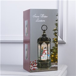 Светодиодная фигура «Фонарь с Дедом Морозом» 11.2×18.5×11.2 см, пластик, от батареек ААх3, USB, свечение тёплое белое