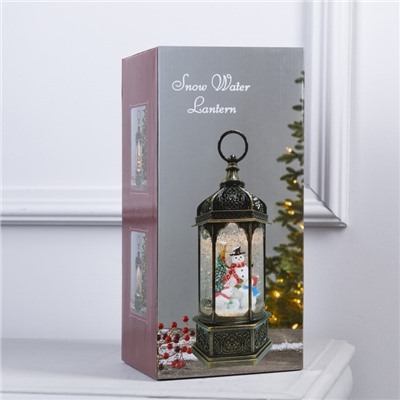 Светодиодная фигура «Фонарь с детьми и ёлкой» 13×28.5×12 см, пластик, батарейки ААх3 (не в комплекте), USB, свечение тёплое белое