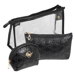 519308 Kristaller Набор косметичек Embossing circle 3 in 1, чёрный
