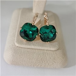 Серьги с кристаллом под Swarovski ювелирная бижутерия коллекция "Дубай" покрытие позолота, вставка: стекло, цвет: изумрудный, арт.414.693