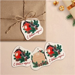 Шильдик на подарок Новый год «Снегирь», 6.5×6 см