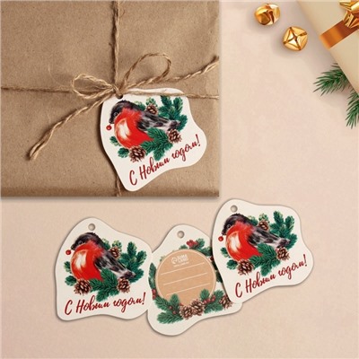 Шильдик на подарок Новый год «Снегирь», 6.5×6 см