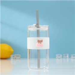 Стакан с крышкой и трубочкой «Фрутис», 410 мл, стекло, МИКС