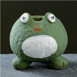 Декоративный горшок для цветов «Подружка - лягушка», 250 мл, 9×8×9 см, керамический, зелёный