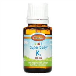Carlson Labs, Super Daily K2 для детей, 22,5 мкг, 10,16 мл (0,34 жидк. унций)