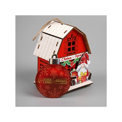 Подвеска световая «Дом Деда Мороза», 8.5×5.5×11 см, 1 LED, от батареек AG10×3, свечение тёплое белое