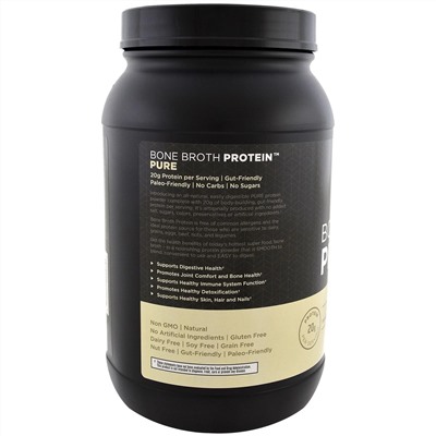 Dr. Axe / Ancient Nutrition, Bone Broth Protein, чистый белок, 890 г (1,96 фунта)