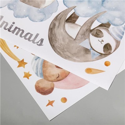 Наклейка интерьерная «Спящие животные», декор на стену, 30×90 см, 2 листа