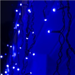Гирлянда «Бахрома» 3 × 0.6 м, IP44, УМС, тёмная нить, 160 SMD-LED, свечение синее, 220 В