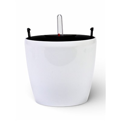 Кашпо для цветов «Анфа», 1.8 л, d=15 см, h=13.5 см, пластиковое, с автополивом, со вставкой, белое