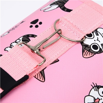 Сумка - переноска каркасная «Играющие котики», размер L, 53×21×29 см, розовая