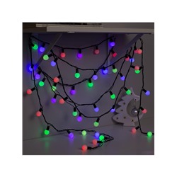 Гирлянда «Нить» 10 м с насадками «Шарики 2.5 см», IP44, тёмная нить, 100 LED, свечение мульти (RG/RB), мигание, 220 В