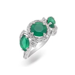 Кольцо из серебра зеленый агат, Ю-100М23