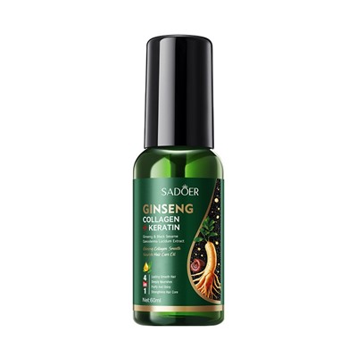 Масло для волос с женьшенем, кератином и коллагеном Sadoer, 60 мл.