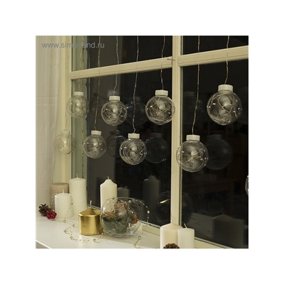 Гирлянда «Бахрома» 2.5×0.7 м роса с насадками «Шарики», IP20, серебристая нить, 150 LED, свечение белое, 12 В