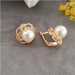 Серьги коллекция "Дубай" покрытие позолота, с иск. жемчугом, 871231, арт. 032.029