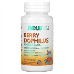 Now Foods, Berry Dophilus, детский, 2 миллиарда, 60 жевательных таблеток