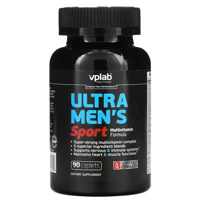 Vplab, Ultra Men’s, мультивитамины для мужчин для физической активности, 90 капсул