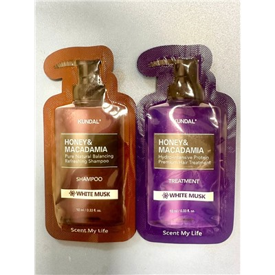Kundal Пробник Шампунь + маска Белый мускус Honey&Macadamia