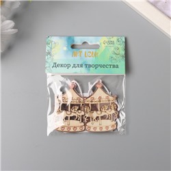 Декор для творчества дерево, пластик «Карусель с лошадками», зеркальный, набор 2 шт., 3.2×5.1 см
