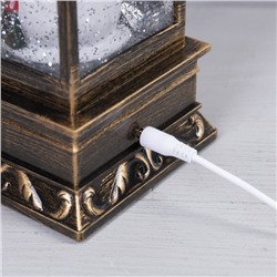 Светодиодная фигура «Фонарь с девочкой и снеговиком» 10×27×10 см, пластик, батарейки ААх3 (не в комплекте), USB, свечение тёплое белое