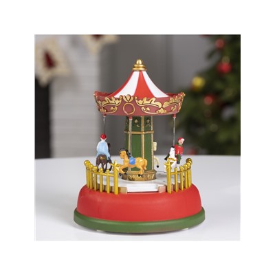 Светодиодная фигура «Карусель» 12×16×12 см, полистоун, от батареек АААх3, свечение RGB