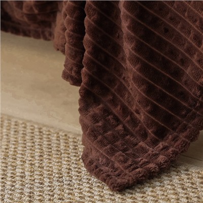 Плед «Этель. Клетка», 150×200 см, корал-флис, коричневый