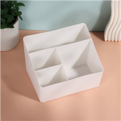 Органайзер для хранения косметики «WHITE», 4 секции, 19.5×14×13 см, белый