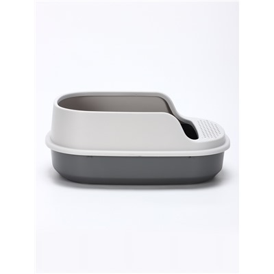 Лоток для кошек Фур-Мур 48×35.5 см с высоким бортом + совок Soft-touch, смоки