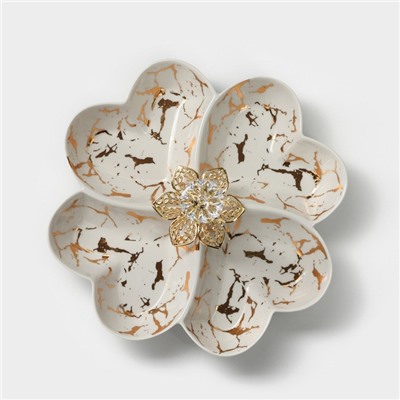 Менажница 4 ячейки «Марбл», 20×3.2 см, цвет белый