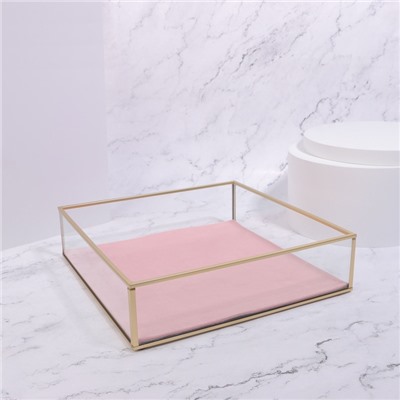 Органайзер для хранения «PINK RIPPLES», стеклянный, 24×24×6.5 см, цвет медный, розовый