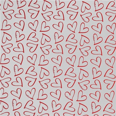 Плёнка для цветов упаковочная глянцевая прозрачная «Сердца», красные, 0.6×10 м