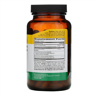 Country Life, Buffer-C pH Controlled, 500 мг, 120 вегетарианских капсул