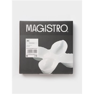 Менажница 4 ячейки Magistro «Лист Бланш», 27×4 см, фарфор, белая