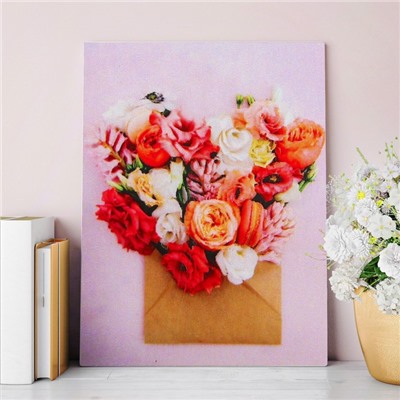 Алмазная вышивка с частичным заполнением «Цветы», 30×40 см, холст, емкость. Набор для творчества